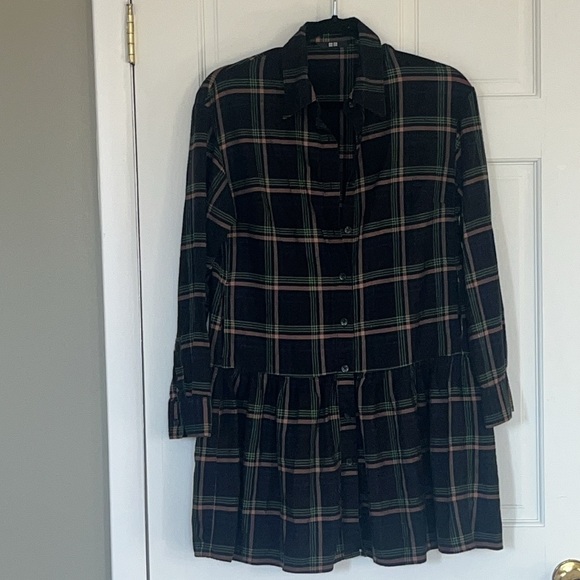 Uniqlo flannel plaid dress navy size extra small - Picture 8 of 8